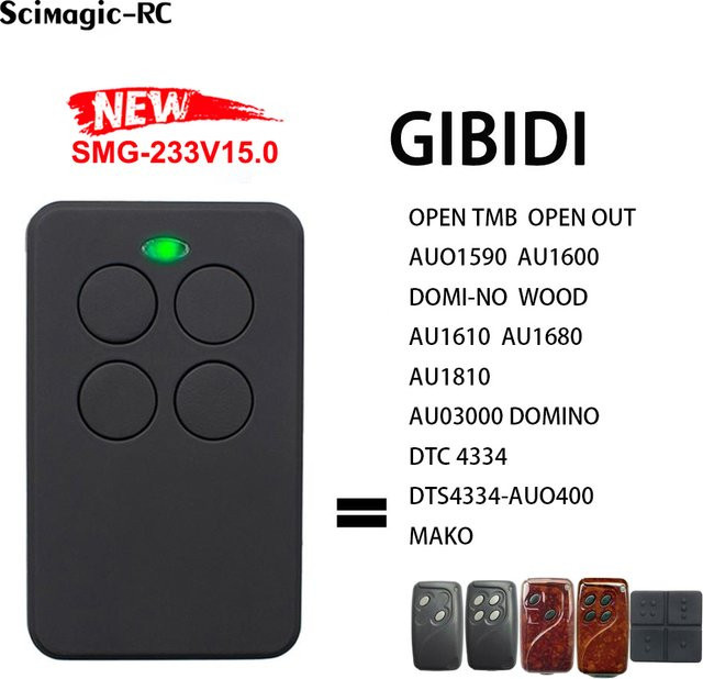 Gibidi Wood Domino Tor-Fernbedienung AU1600 AU1680 mit festem Rolling-Code, 433,92 MHz, Farbe: Schwarz - Bild 1