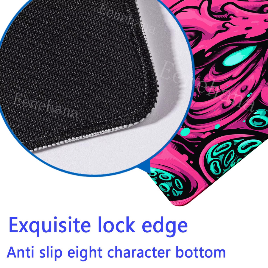 Eenehana Octopus Monster XXL-Mauspad in Multicolour mit HD-Druck und Overlock-Rand - Bild 4
