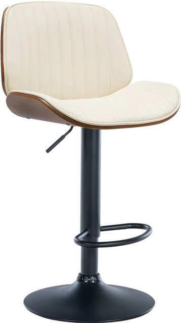 DELUKE Barhocker TAKAR höhenverstellbarer Barstuhl aus Kunstleder in Walnuss/Creme mit Lehne und 360 Grad Drehbarkeit B/T/H: 49,5 x 50 x 90 cm - Bild 1