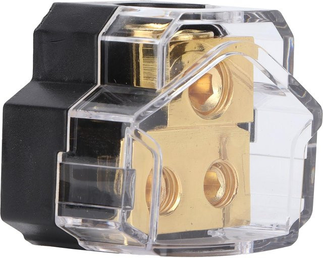 Koogeelife Stromverteilerblock Sicherungshalter aus reinem Kupfer in Beige und Gold für Verstärkermodifikation 1x2GA Rein 2x4GA Raus - Bild 1