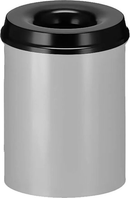 PROREGAL Selbstlöschender Papierkorb und Abfallsammler aus Metall, 15 Liter, Farbe: Grau und Schwarz, H x Ø: 36 x 26 cm - Bild 1