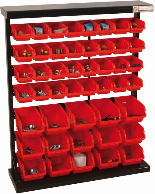 Holzmann Kleinteile Schüttenregal KSR94 aus Blech in Rot pulverbeschichtet - Bild 1