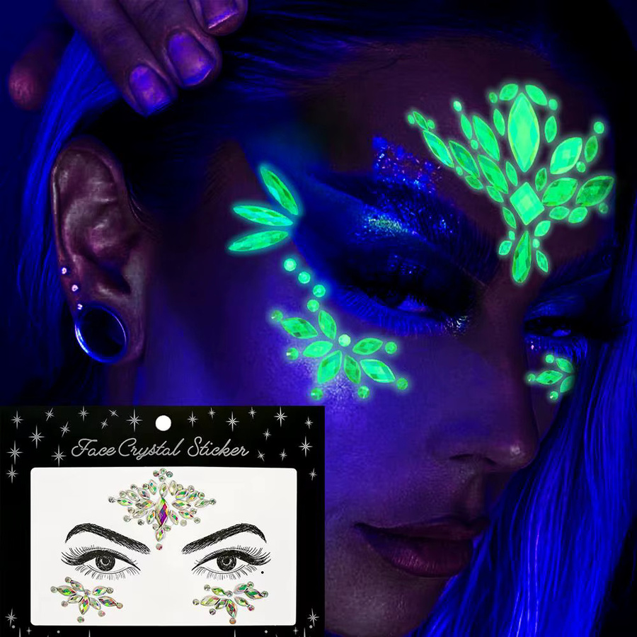 HotPress Strass-Gesichts-Tattoo-Aufkleber, schimmernd, Unisex - Bild 2