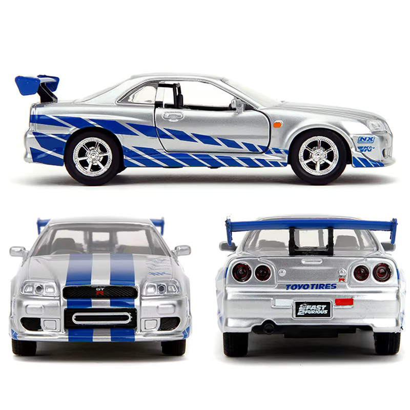 JADA 2002 Nissan Skyline GT-R R34, Modellfahrzeug, 1:32, Silber, Fast & Furious - Bild 4