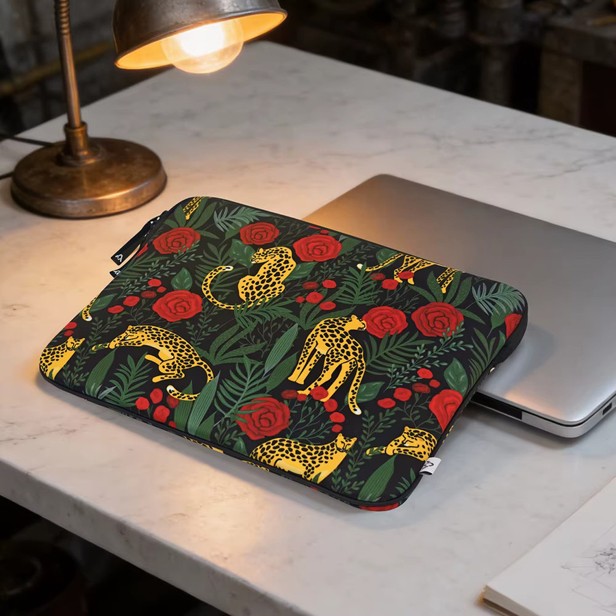 ValueWin Laptop-Hülle mit Leoparden-Rosen-Print in Schwarz und Multicolour, stoßfeste Notebook-Tasche für 13, 13,6, 15 und 15,6 Zoll, passend für MacBook, Dell, HP und Lenovo - Bild 5