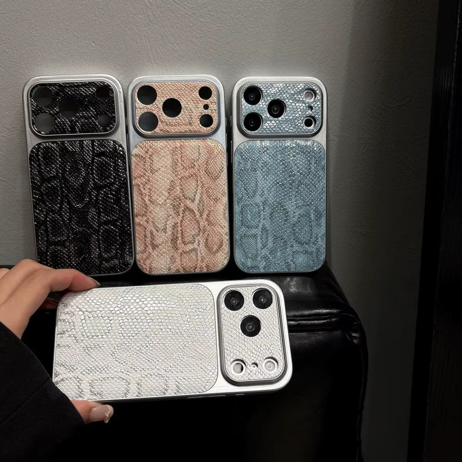 Luxuriöse Retro-Handyhülle mit Schlangenledermuster für Apple iPhone 16, 15, 14, 13 und Pro Max in Pink, stoßfeste weiche Schutzhülle - Bild 2