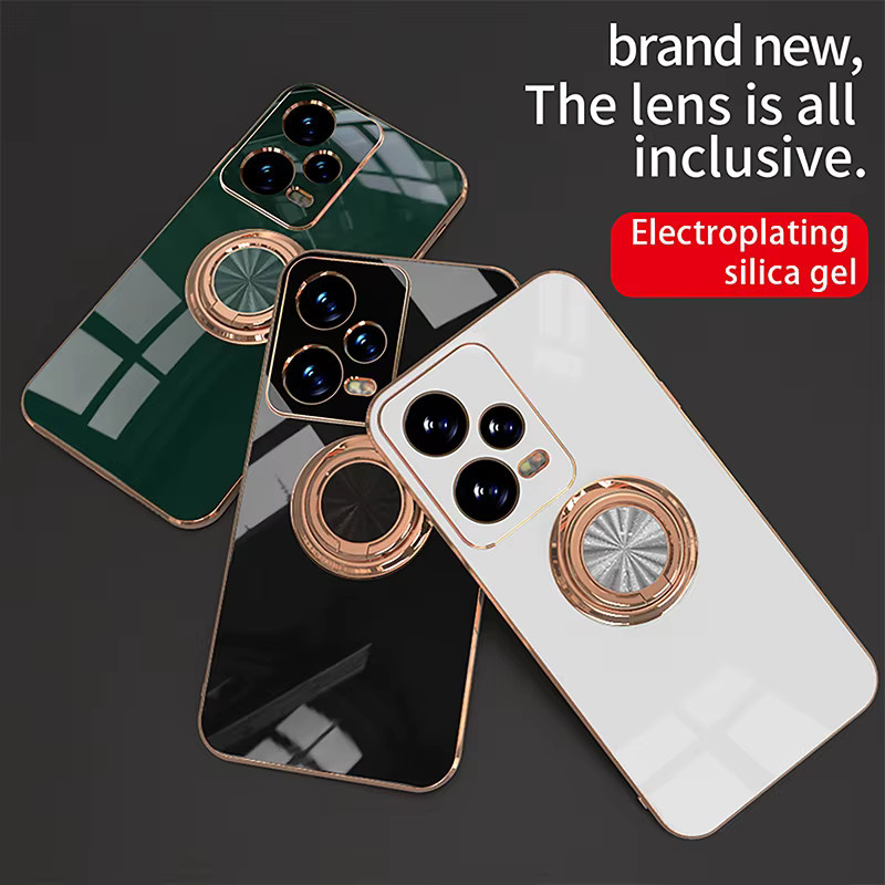 Luxus Handyhülle mit Metallring für Xiaomi Poco C65 X5 X6 M6 M4 Pro 5G Redmi 13C 4G Note 13 12 Pro Plus in Pink - Bild 3