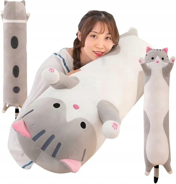 Graues Plüschtier Kissen Lange Katze XL 150 cm - Bild 1