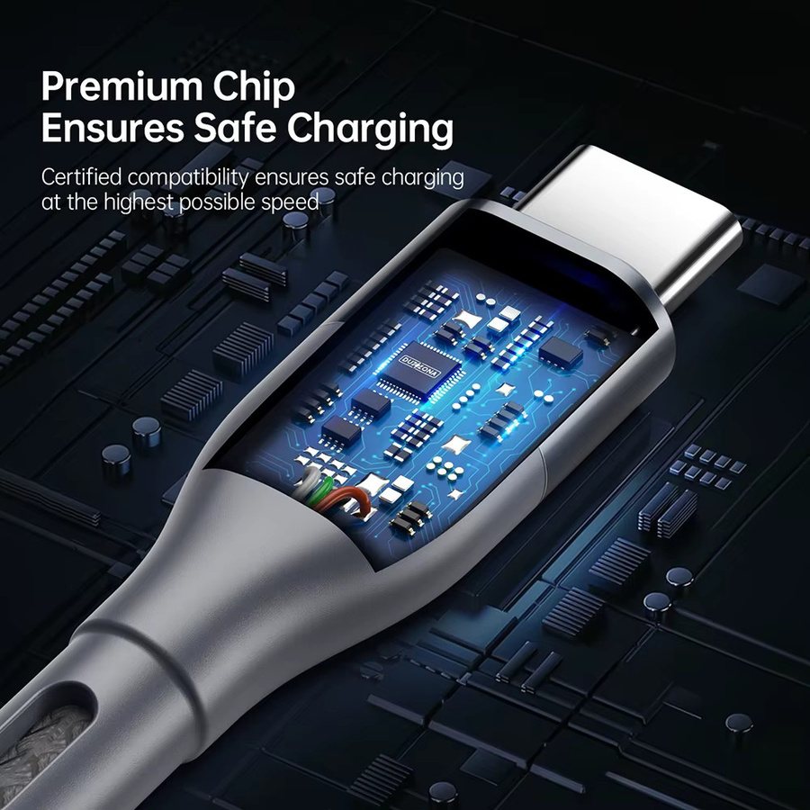 65 W USB C auf Typ C Schnellladedatenkabel in Grau mit geflochtenem Design für iPhone 15, Huawei und Samsung - Bild 4
