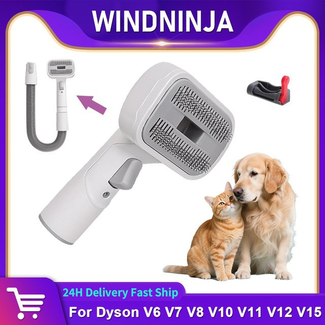 WINDNINJA Hundepflegebürste in Weiß als Ersatzbürste für Dyson V6 V7 V8 V10 V11 V12 V15 Staubsauger für Hunde und Katzen - Bild 1