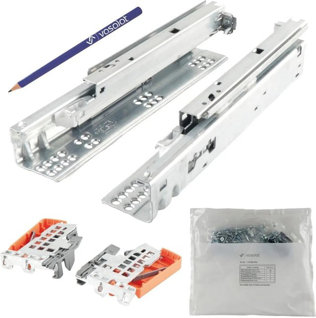 Blum Tandem Vollauszug Set mit Soft-Close und Kupplung, Farbe: Silber, Belastbarkeit bis 30 kg, Tiefe: 300 mm - Bild 1