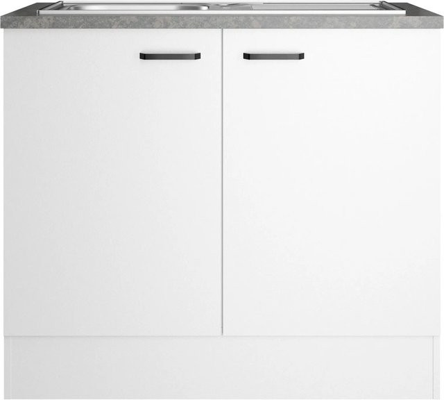 OPTIFIT Spülenunterschrank Bonn214 mit Edelstahlspüle, Weiß, B/T/H: 100 x 60 x 88 cm - Bild 1