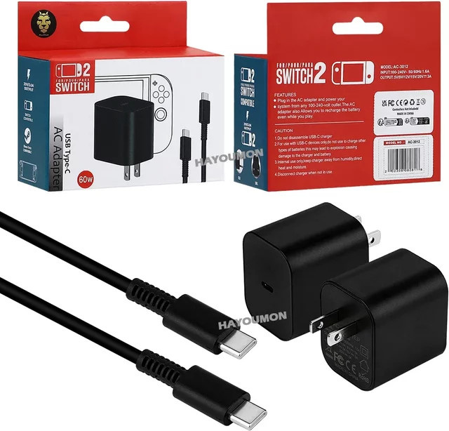 Ispoofer 60W USB-C Schnellladegerät für Nintendo Switch und TV Dock, Schwarz - Bild 1