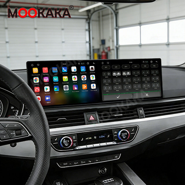 Aotsr Android 15.0 Auto-Stereo-Multimedia-Player für Audi A4 A5 2009-2016 mit Doppelbildschirm 18,2 Zoll, Carplay, GPS und DSP, Schwarz - Bild 1