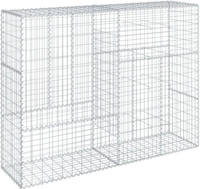 vidaXL Gabione mit Deckel aus verzinktem Eisen in Silber, B/T/H: 200 x 50 x 150 cm - Bild 1