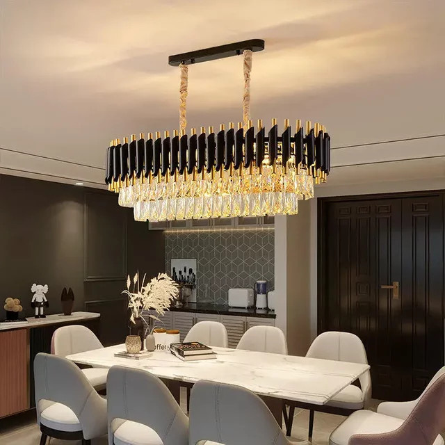 VIGOUS Moderner Kristall-Kronleuchter in Gold mit LED-Technik für Wohnzimmer und Hotel, E14 Fassung, Warmweiß - Bild 1