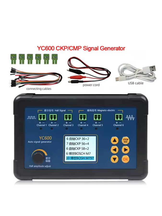 YIQIXIN YC600 Sechs Kanal Auto Signal Generator CKP CMP Simulator für Kurbelwelle und Nockenwelle, Schwarz, 12-24VDC - Bild 5