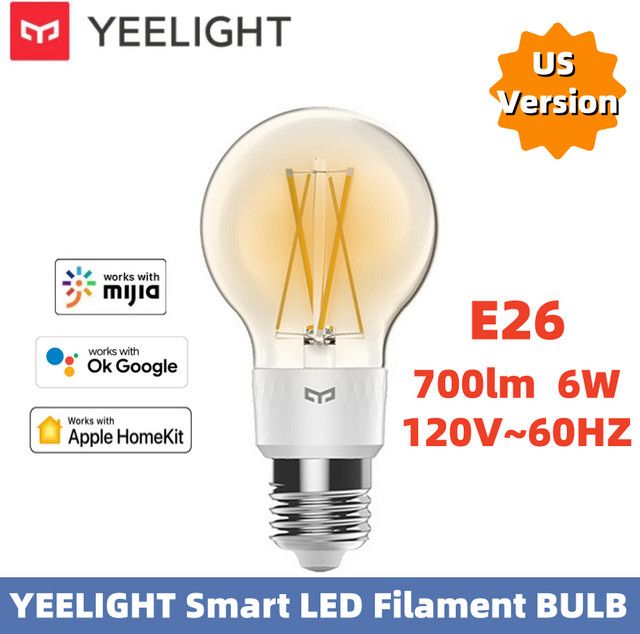 YEELIGHT Intelligente LED-Glühlampe E26 US-Version mit WiFi-Verbindung und HomeKit-Kompatibilität in klassischem transparentem Glas (120 V) - Bild 1