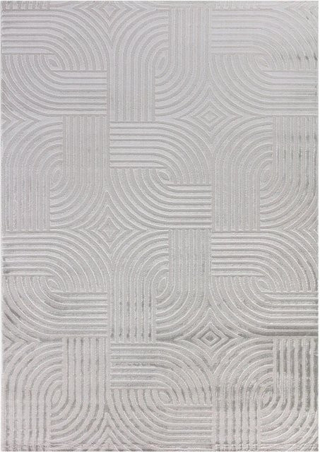 Ayyildiz Kurzflorteppich Sahara in Silber im Boho-Stil mit 3D-Design, Breite: 80 cm, Länge: 250 cm - Bild 1
