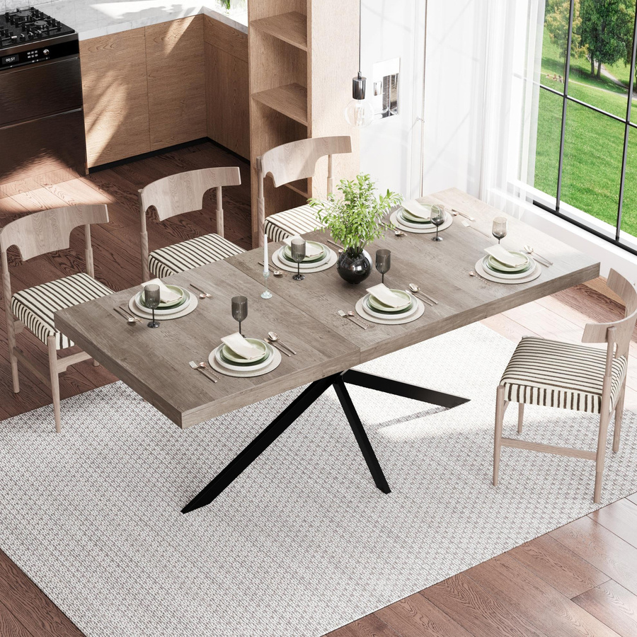 Ausziehbarer Esstisch im Industrial Design von B&F in Grau und Schwarz, B/T/H: 160 x 80 x 76 cm - Bild 2