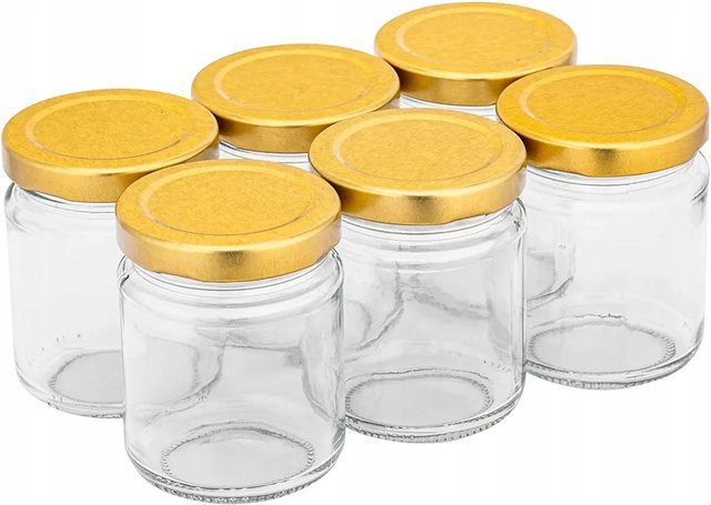Altom Glasgläser mit goldenen Schraubverschlüssen für Marmelade, 6er-Set, transparent, 135 ml - Bild 1