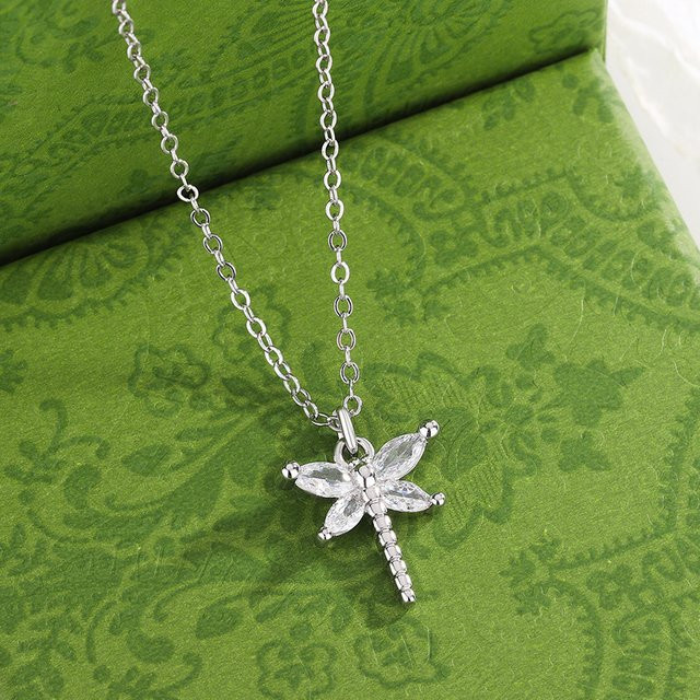 Halskette Libelle, 925 Silber, Diamant, Zirkonia - Bild 1