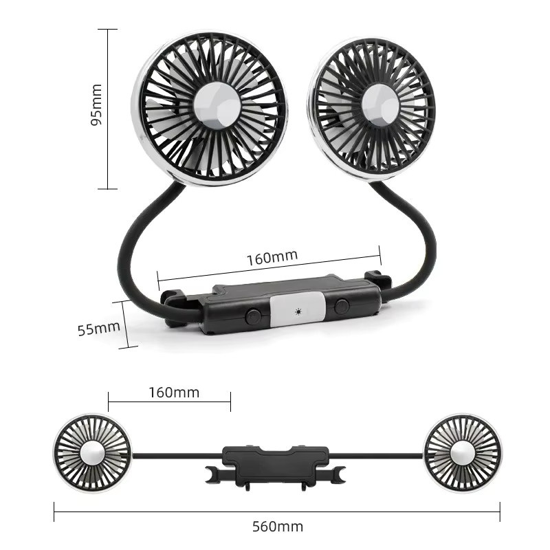 BALASHOV Mini USB-Ventilator mit zwei Köpfen, 360 Grad rotierender 3-Gang-Kühlventilator in Schwarz - Bild 5