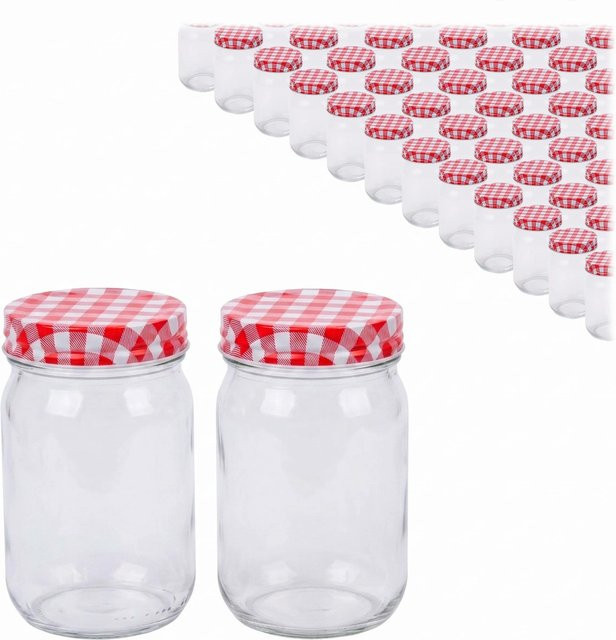 Relaxdays Einmachgläser 50er Set aus Glas mit Stahlverschluss, transparent, luftdicht, Volumen: 400 ml, Höhe: 12,5 cm, Durchmesser: 7,5 cm - Bild 1