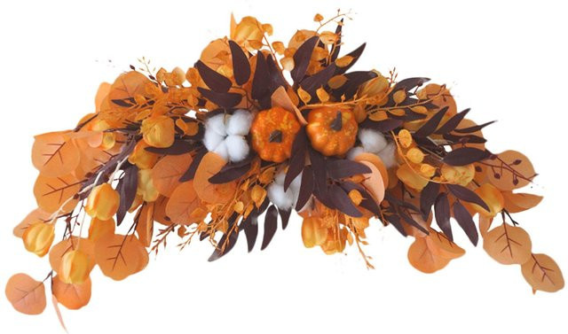 Tooarts Herbstliche Türdekoration mit Blumenmuster für Halloween und Thanksgiving in Braun und Orange - Bild 1