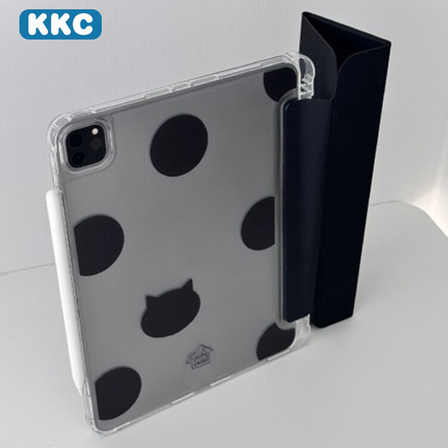 INS Schutzhülle für iPad 9./8./7. Generation 10,2 Zoll und iPad Pro 10./11. Zoll sowie iPad Pro M4 11 Zoll, transparent mit schwarz-weißen Punkten - Bild 1