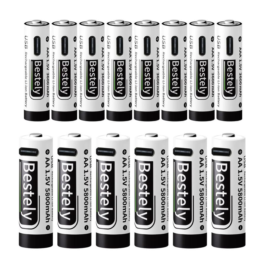 BaKKiter Lithium-Ionen-Akkus Set mit USB-C-Schnellladefunktion: AAA 3600mAh und AA 5800mAh - Bild 6