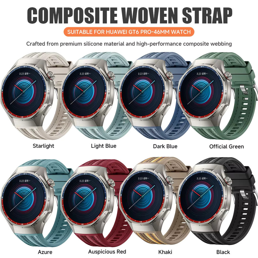 FancyWrist Uhrenarmband Silikon, Woven Strap, Huawei Uhr GT6 Pro 46mm, Unisex - Bild 5