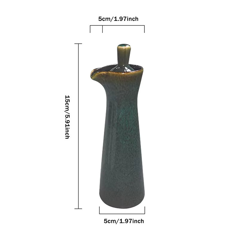HNKMP Keramik-Ölspenderflasche mit Deckel in Blau für Olivenöl und Essig - Bild 2