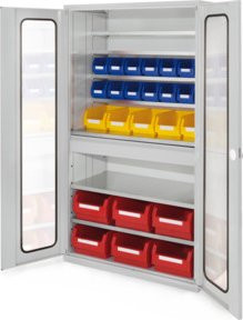 Kappes Grossraumschrank Mod. 36 in Grau mit Sichtfenstertüren, internen Schubladen und Regalböden aus Stahlblech, B: 113 cm, T: 59 cm, H: 195 cm - Bild 1