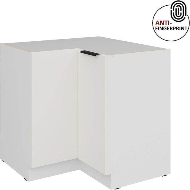 Küchen Eckschrank ARIA Weiss ultra matt Anti Fingerprint B/T/H: 90 x 90 x 90 cm - Bild 1
