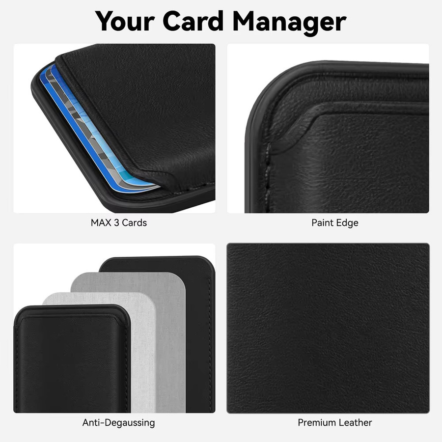 SLUTLI MagSafe Leder-Brieftaschenhülle mit Kartenhalter für iPhone und Samsung in Schwarz oder Weiß - Bild 4