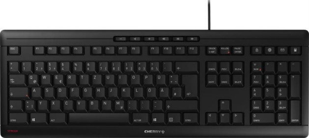 Cherry Stream JK-8500 Tastatur mit USB-Anschluss, Membran-Technologie, Schwarz, QWERTZ Schweizer Layout - Bild 1