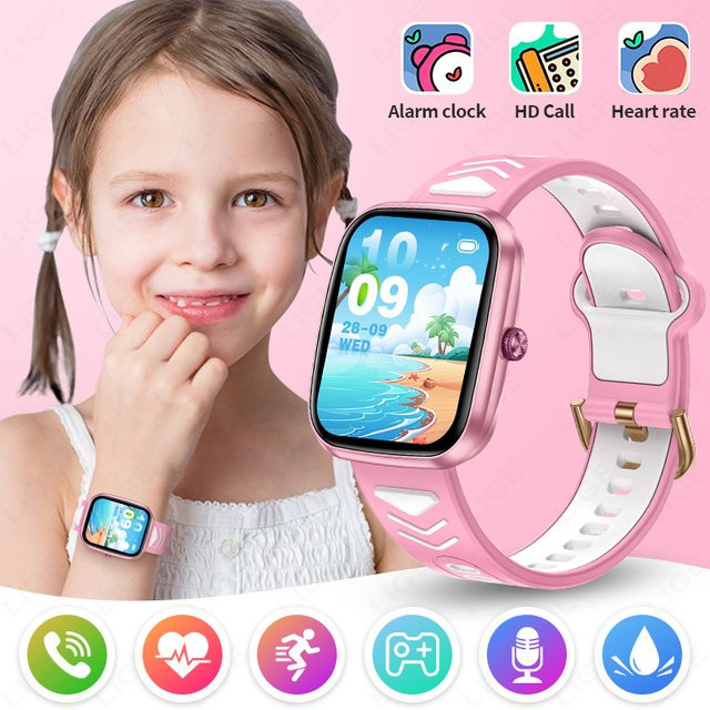 LIGE Kinder-Smartwatch mit HD-Touchscreen und Musikfunktion in Pink für iOS und Android - Bild 1