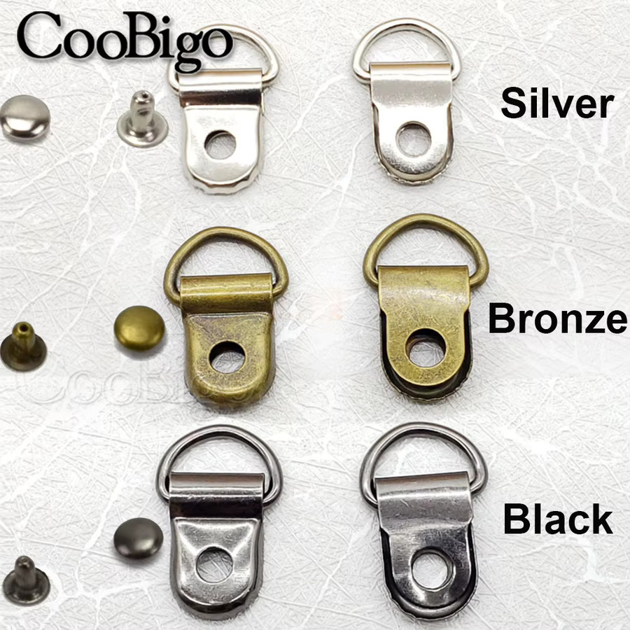 CooBigo D-Ring Nieten Set vergoldet, 50 Stück DIY Handwerk Zubehör für Leder, Taschen, Schuhe und Bilderrahmen - Bild 2