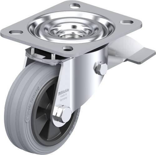 Blickle Lenkrolle L-VPP 80G-ST-SG mit Feststeller, Farbe Silber, Rad-Durchmesser: 80 mm, Tragfähigkeit: 50 kg - Bild 1
