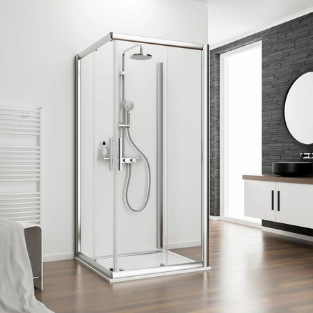 Schulte ExpressPlus Duschkabine Eckeinstieg Kristall/Trend Chromoptik transparent B: 90 cm, T: 75 cm