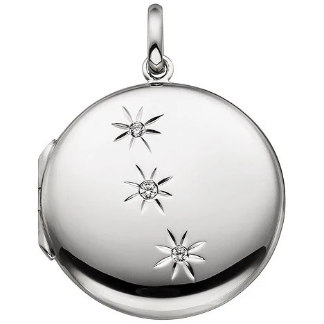 Colfem Medaillon rund, 925 Sterling Silber, 3 Zirkonia - Bild 1
