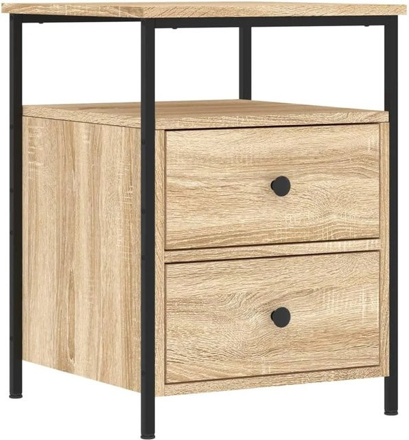 vidaXL Nachttisch im Industrie-Stil aus Holzwerkstoff und Eisen, Farbe Braun, B/T/H: 45 x 45 x 60 cm - Bild 1