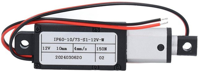 Elektrischer Mikro-Linearantrieb 150N mit 10mm Hub und automatischer Zungenverriegelung, 12V, Schwarz - Bild 1