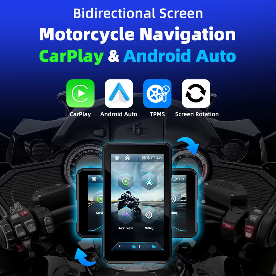 EKIY Wireless CarPlay und Android Auto Motorrad Navigation GPS mit 5,0 Zoll Display in Schwarz - Bild 2