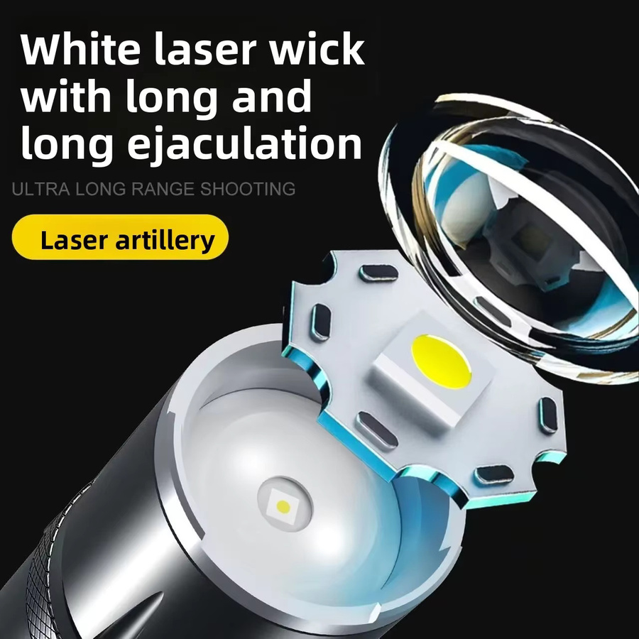JIASHUAIXIN Tragbare LED-Taschenlampe mit Teleskop-Zoom, wiederaufladbar und wasserdicht, Farbe: Schwarz - Bild 2