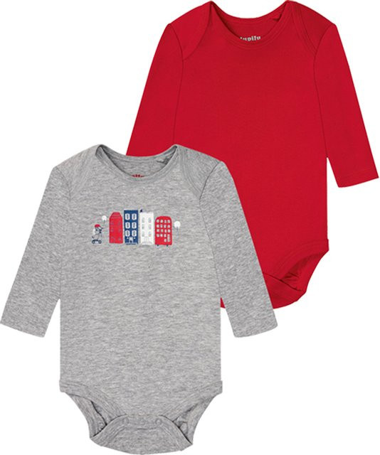 Lupilu Baby Bodies aus Baumwolle in Rot und Grau, Größe 62/68 - Bild 1