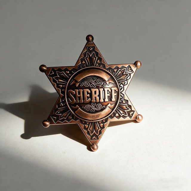 Pickerr Brosche, Hexagonale Metall-Sheriff-Abzeichen, antik bronze, Unisex - Bild 1
