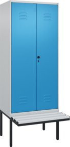 C+P PSA Doppel-Spind Classic PLUS Sitzbank mit 2 Abteilen und Sicherheits-Drehriegel, Kunststoff-Sitzfläche, B/T/H: 212,0 x 80,0 x 81,5 cm - Bild 1