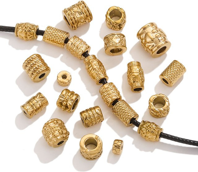 Aiovlo Spacer Perlen, Edelstahl vergoldet, 18K Gold, 5 Stück - Bild 1